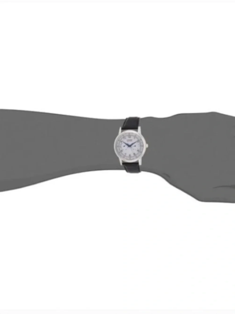 Citizen Silver Dial Watch with Blue Hands and Black Strap